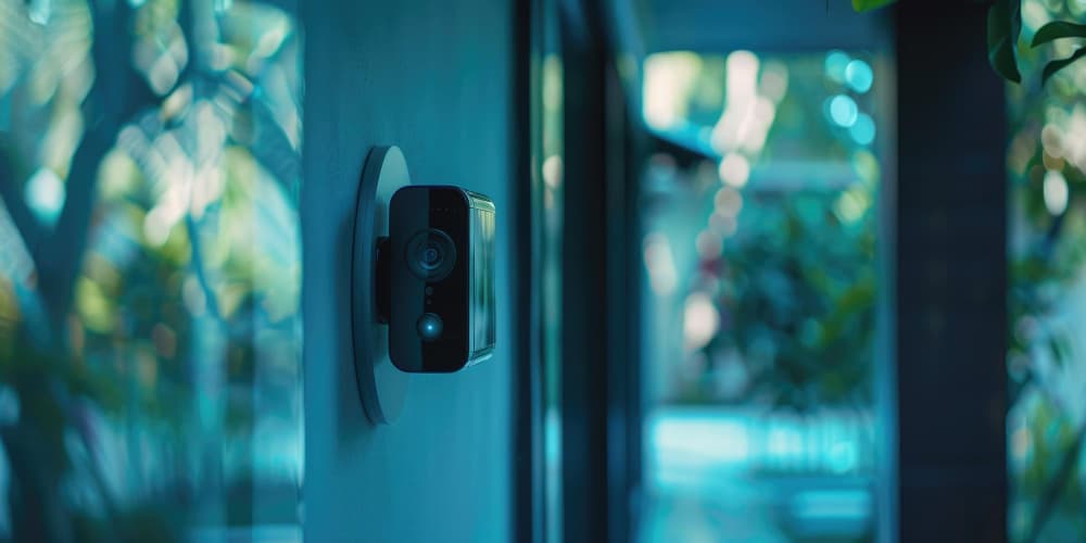 installation d'une caméra de sécurité intelligente près d'une fenêtre